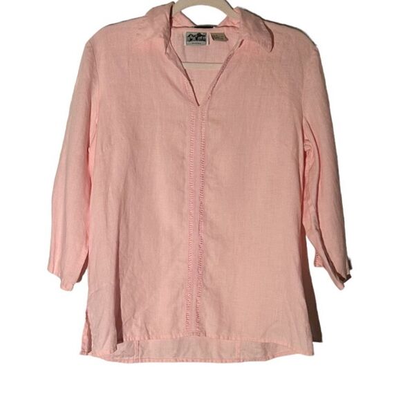 Edward Irish Linen Light Pink Top Size Medium - Picture 1 of 10